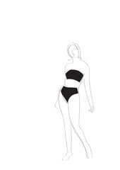 Woman Body One Line Drawing. Vector Minimalist Design for Wall Art, Print, Card, Poster.