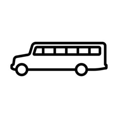 Bus icon. Black contour linear silhouette. Side view. Vector simple flat graphic illustration. The isolated object on a white background. Isolate.