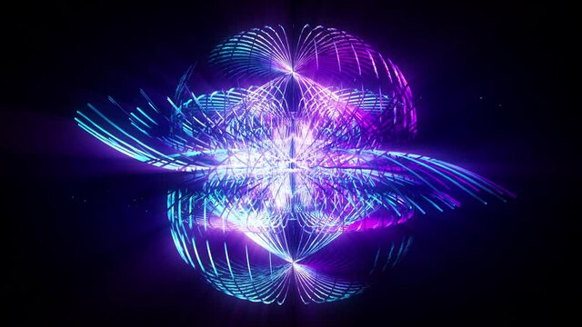 Abstract background shiny futuristic openwork geometry object transforms rotating loop