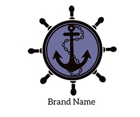 Marine ship rudder logo for brand name.