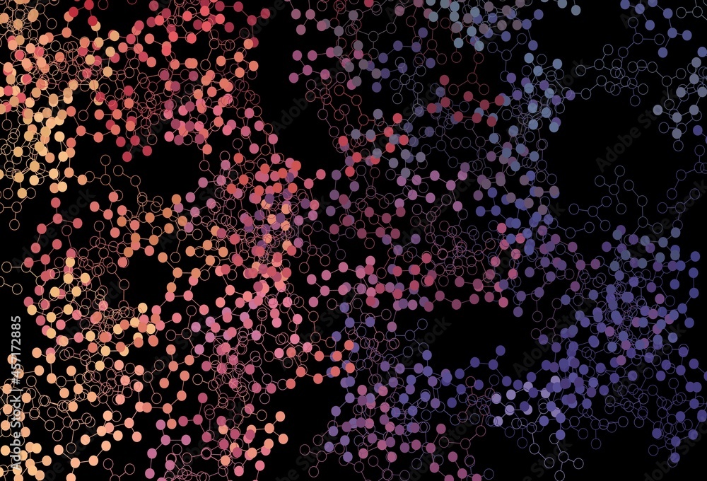 Poster dark pink, yellow vector pattern with artificial intelligence network.