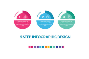 Creative Round 3 step or option infogrpahics with three number and icon option