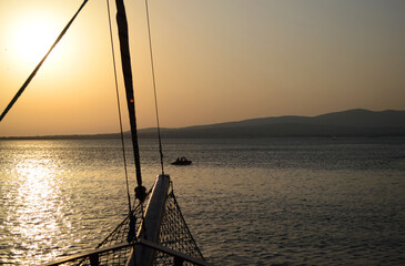 
The bow of a wooden ship