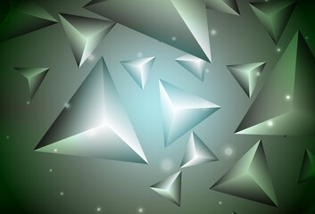Dark Green vector backdrop with lines, triangles.