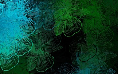 Dark Blue, Green vector abstract backdrop with flowers.