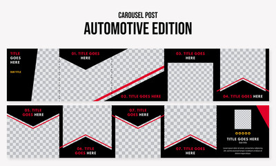 Set of editable portrait instagram carousel automotive, garage, body repairs, paint, wheel trails design vector template ai & eps10