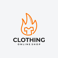 logo clothing t-shirt and fire logo