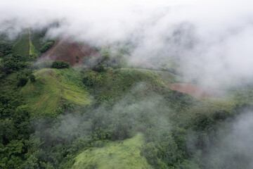 Foggy mountain in tropical rainforest at national park
