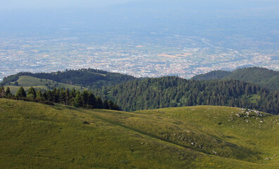 Fototapeta premium plain of the Veneto Region in northern Italy with the city of Bassano in the background