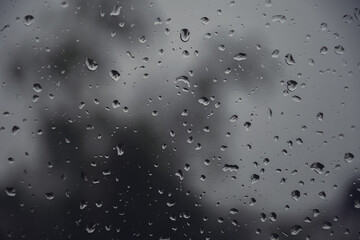 raindrops on glass in autumn
