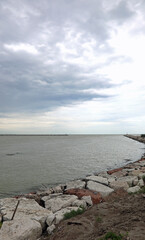 Obraz premium mouth of the Brenta river in the Veneto region in Italy during a rainy day