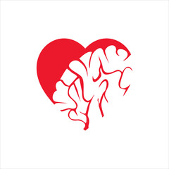 Heart and brain vector template