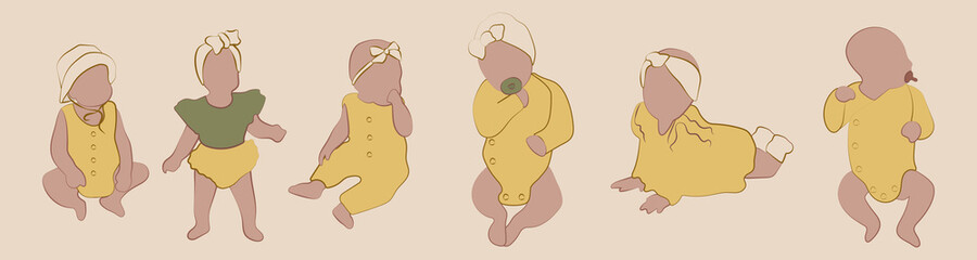 set of images of children without a face	