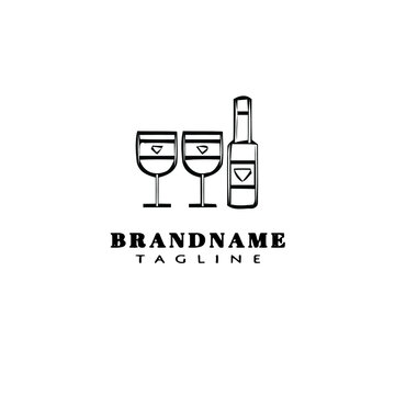 glasses and bottle logo cartoon design icon vector