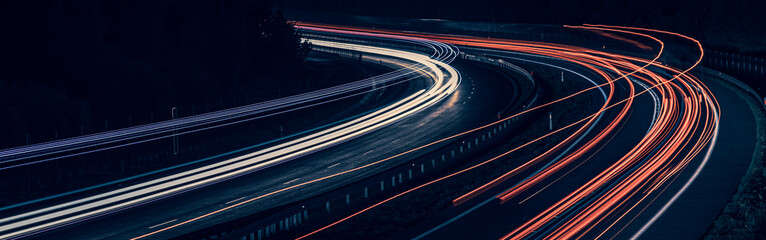 lights of moving cars at night. long exposure