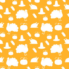 Seamless pattern. Abstract design template with colorful thanksgiving day on yellow background. 