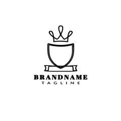 unique shield cartoon logo icon design flat black isolated vector illustration