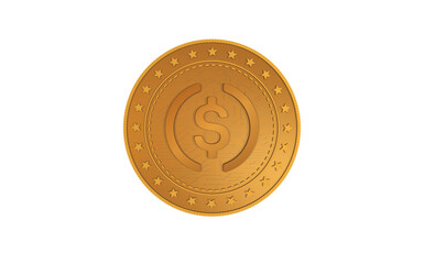 USDC USD Coin cryptocurrency symbol golden coin illustration