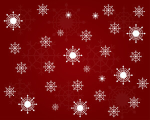 white snowflakes on gradient red background
