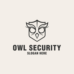Owl security logo template on monogram style