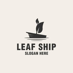 Leaf ship logo template on monogram style