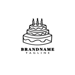 cake logo cartoon design template icon black isolated vector