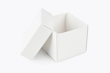blank packaging white cardboard box for product design mockup isolated on white background with clipping white box container. template blank package.