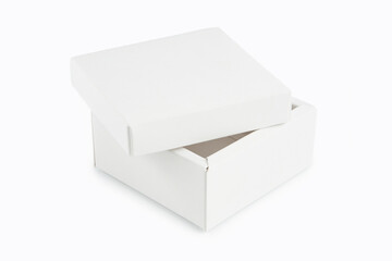 blank packaging white cardboard box for product design mockup isolated on white background with clipping white box container. template blank package.