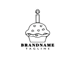 cake logo cartoon design template icon black cute vector illustration