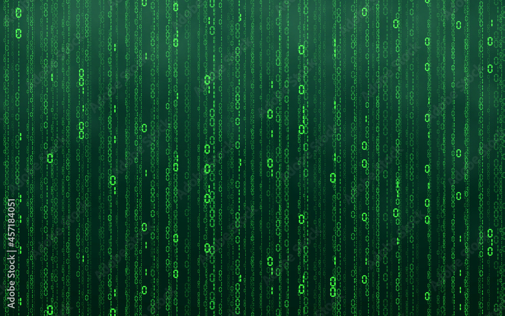 Poster green matrix digital background. falling numbers digital network technology. futuristic cyberspace. 
