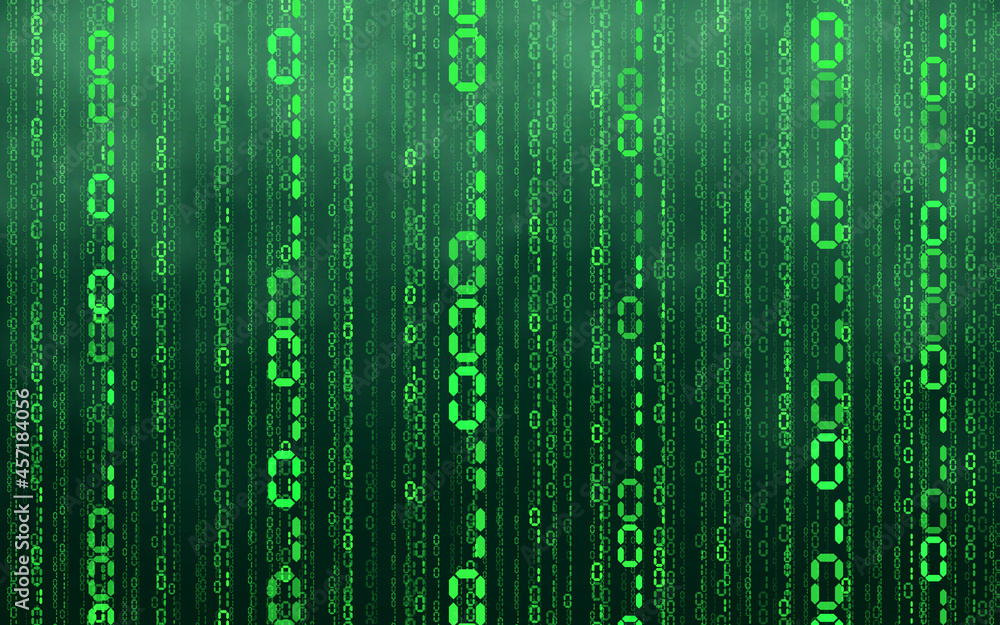 Poster green matrix digital background. falling numbers digital network technology. futuristic cyberspace. 