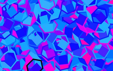 Dark Pink, Blue vector pattern with colorful hexagons.