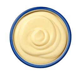 Top view of mayonnaise sauce isolated on white background 
