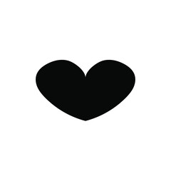 Vector Heart Silhouette Isolated on White Background, Bold Heart Shape.