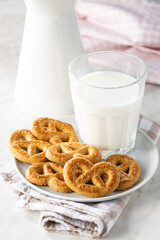 Sweet cookies in the shape of a pretzel