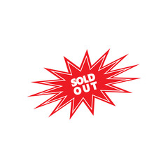 Rating Sold Out Stamp Badge Emblem Logo. Sold Out Stamp Inside Red Star Isolated on White Background. Usable for Done Deal Buy Sell Product Online Store logo design