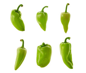 Set of fresh sweet green bell pepper  isolated on a white background (capsicum).