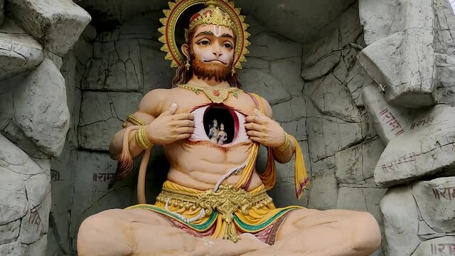 Statue of the God Hanuman in Rishikesh, Uttarakhand, India