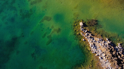 Pond in an old quarry in Grodek park in Jaworzno
