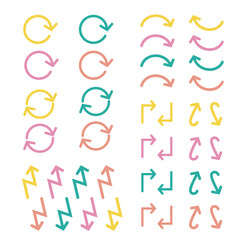 可愛い配色の色々なパターンの矢印セット