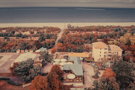 autumnal gdansk stogi beach from above 