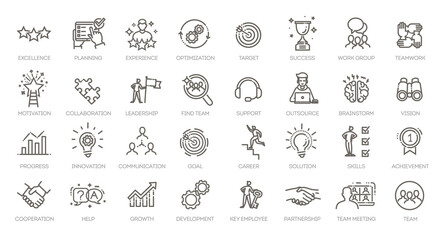 Simple Set of Team Work Related Vector Line Icons.