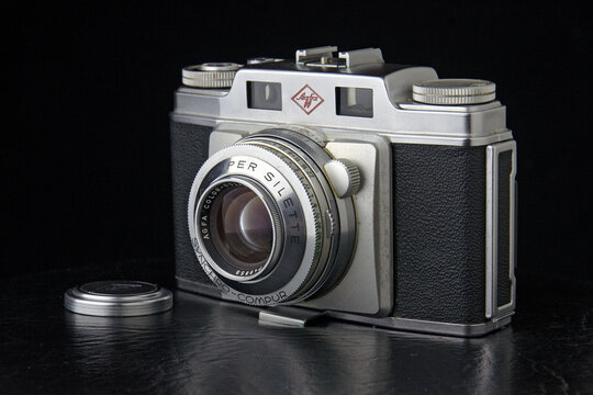 Vintage Agfa Super Silette 35mm rangefinder camera of the 1950s, photographed in Ottawa on September 14, 2021.