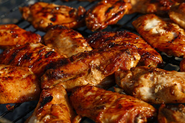 Chicken buffalo wings cooked on BBQ grill