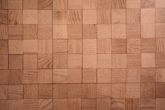Oak square parquet wooden floor pattern view from above