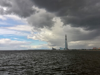 blue sky with clouds and sea