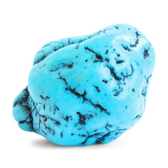 Blue turquoise gemstone isolated on white