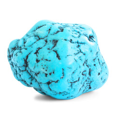Blue turquoise gemstone isolated on white