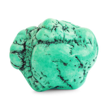Green turquoise gemstone isolated on white