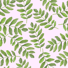 Watercolor seamless pattern with vintage leaves. Beautiful botanical print with colorful foliage for decorative design. Bright spring or summer background. Vintage wedding decor. Textile design.	